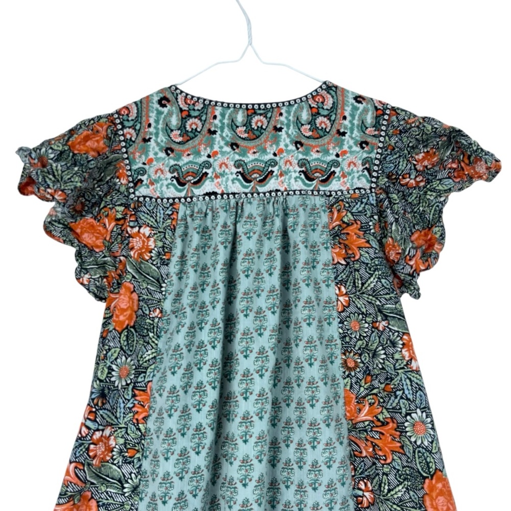 By Anthropologie Astrid Tunic Dress Flutter Sleeve Boho Floral Peasant Style SM - Picture 6 of 12